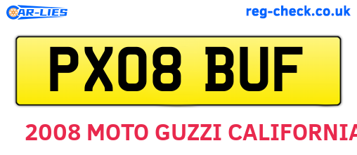 PX08BUF are the vehicle registration plates.