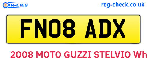 FN08ADX are the vehicle registration plates.