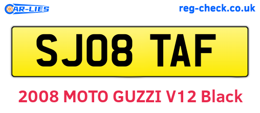 SJ08TAF are the vehicle registration plates.