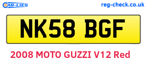 NK58BGF are the vehicle registration plates.