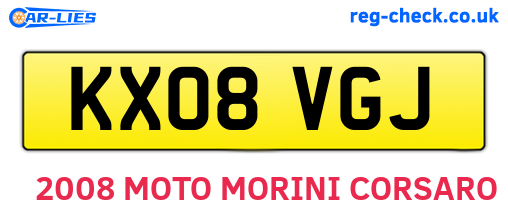 KX08VGJ are the vehicle registration plates.