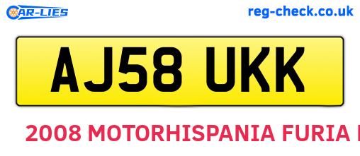AJ58UKK are the vehicle registration plates.