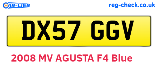 DX57GGV are the vehicle registration plates.