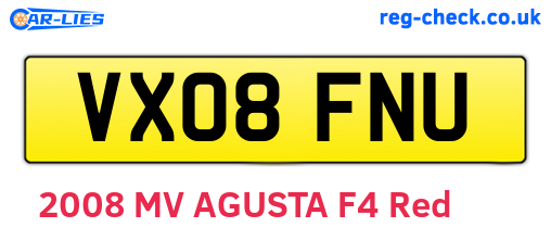VX08FNU are the vehicle registration plates.