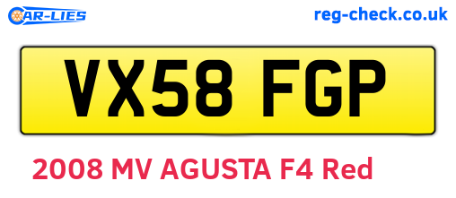 VX58FGP are the vehicle registration plates.