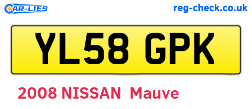 YL58GPK are the vehicle registration plates.