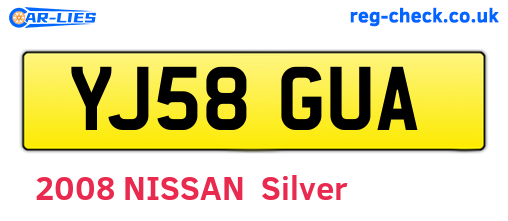 YJ58GUA are the vehicle registration plates.