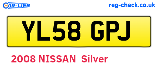 YL58GPJ are the vehicle registration plates.