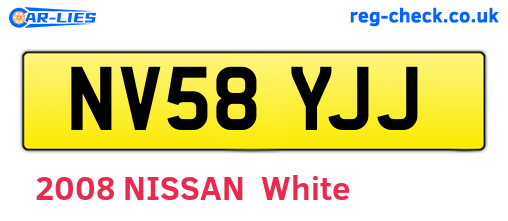 NV58YJJ are the vehicle registration plates.