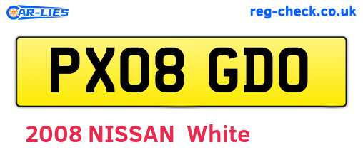 PX08GDO are the vehicle registration plates.