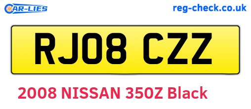 RJ08CZZ are the vehicle registration plates.