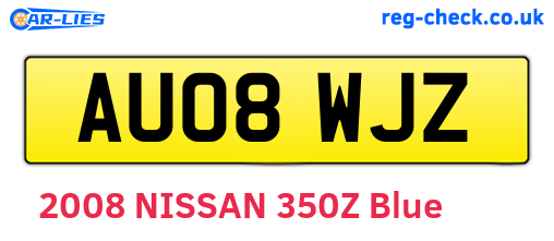 AU08WJZ are the vehicle registration plates.