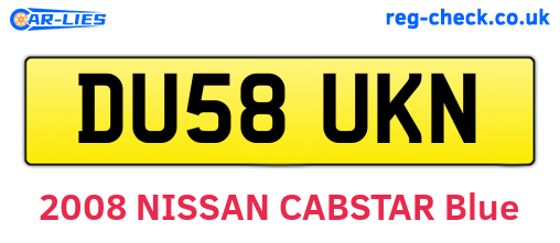 DU58UKN are the vehicle registration plates.