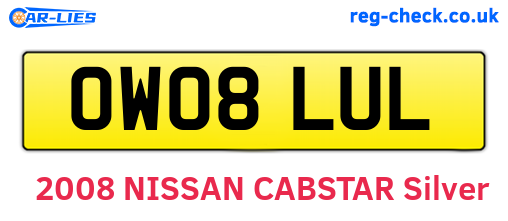 OW08LUL are the vehicle registration plates.