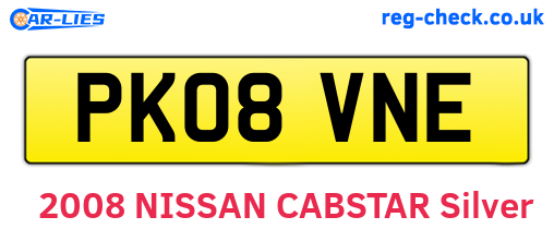 PK08VNE are the vehicle registration plates.