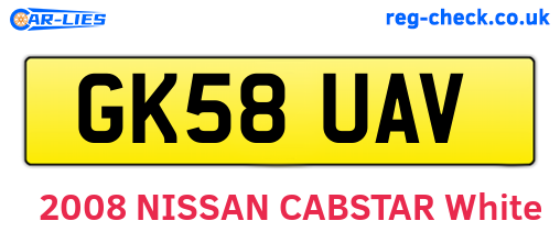 GK58UAV are the vehicle registration plates.