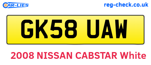 GK58UAW are the vehicle registration plates.