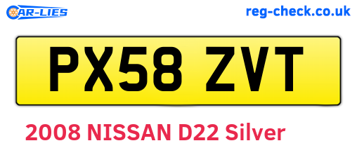 PX58ZVT are the vehicle registration plates.