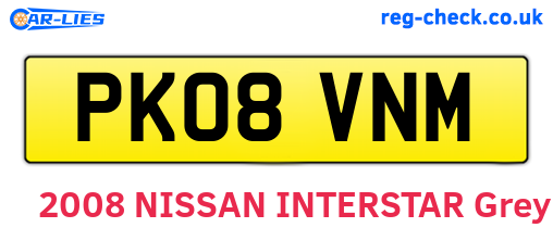 PK08VNM are the vehicle registration plates.