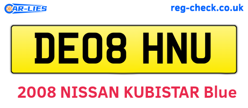 DE08HNU are the vehicle registration plates.