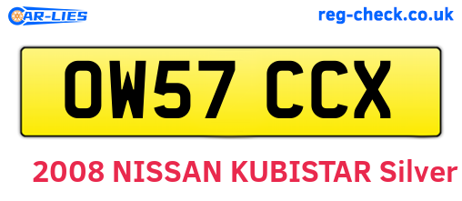 OW57CCX are the vehicle registration plates.