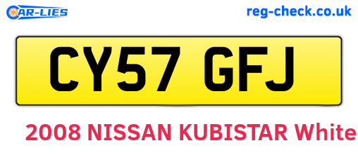 CY57GFJ are the vehicle registration plates.