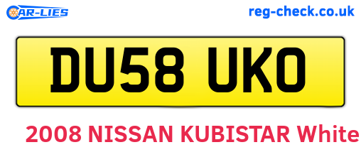 DU58UKO are the vehicle registration plates.