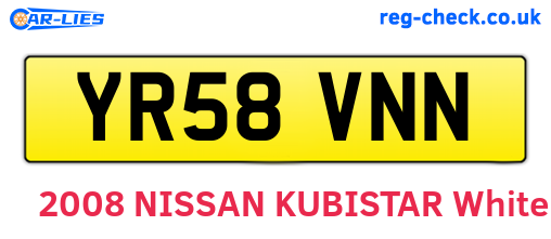 YR58VNN are the vehicle registration plates.