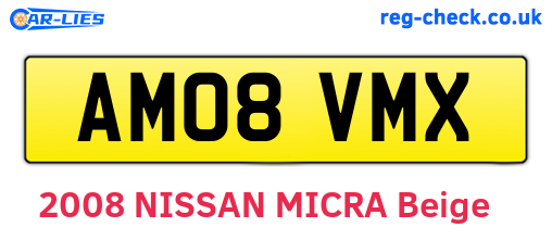 AM08VMX are the vehicle registration plates.