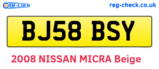 BJ58BSY are the vehicle registration plates.