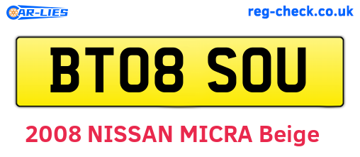 BT08SOU are the vehicle registration plates.