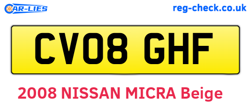 CV08GHF are the vehicle registration plates.