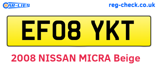 EF08YKT are the vehicle registration plates.