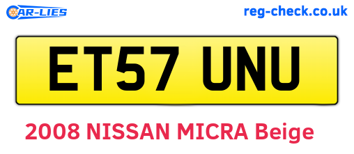 ET57UNU are the vehicle registration plates.