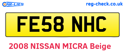 FE58NHC are the vehicle registration plates.