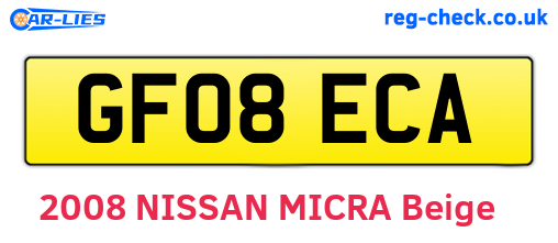 GF08ECA are the vehicle registration plates.