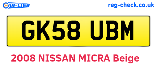 GK58UBM are the vehicle registration plates.
