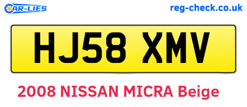 HJ58XMV are the vehicle registration plates.