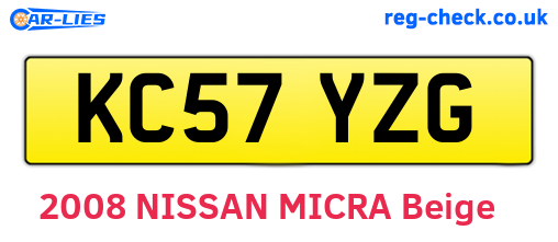 KC57YZG are the vehicle registration plates.