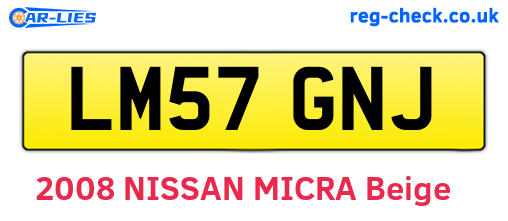 LM57GNJ are the vehicle registration plates.
