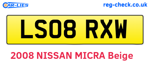 LS08RXW are the vehicle registration plates.