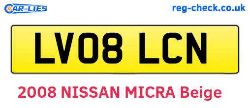 LV08LCN are the vehicle registration plates.