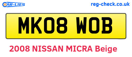 MK08WOB are the vehicle registration plates.
