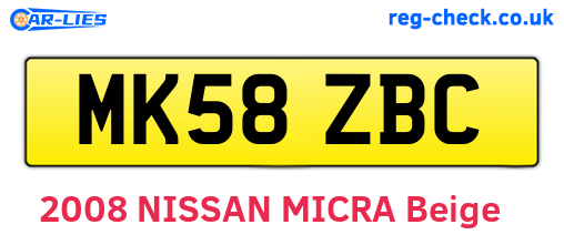 MK58ZBC are the vehicle registration plates.