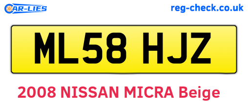 ML58HJZ are the vehicle registration plates.
