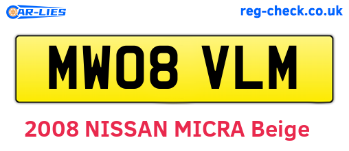 MW08VLM are the vehicle registration plates.