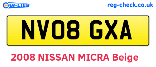 NV08GXA are the vehicle registration plates.