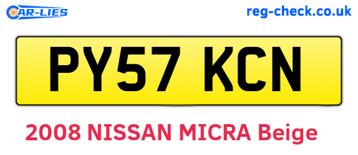 PY57KCN are the vehicle registration plates.