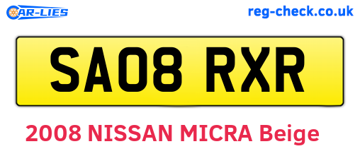 SA08RXR are the vehicle registration plates.