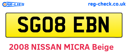 SG08EBN are the vehicle registration plates.